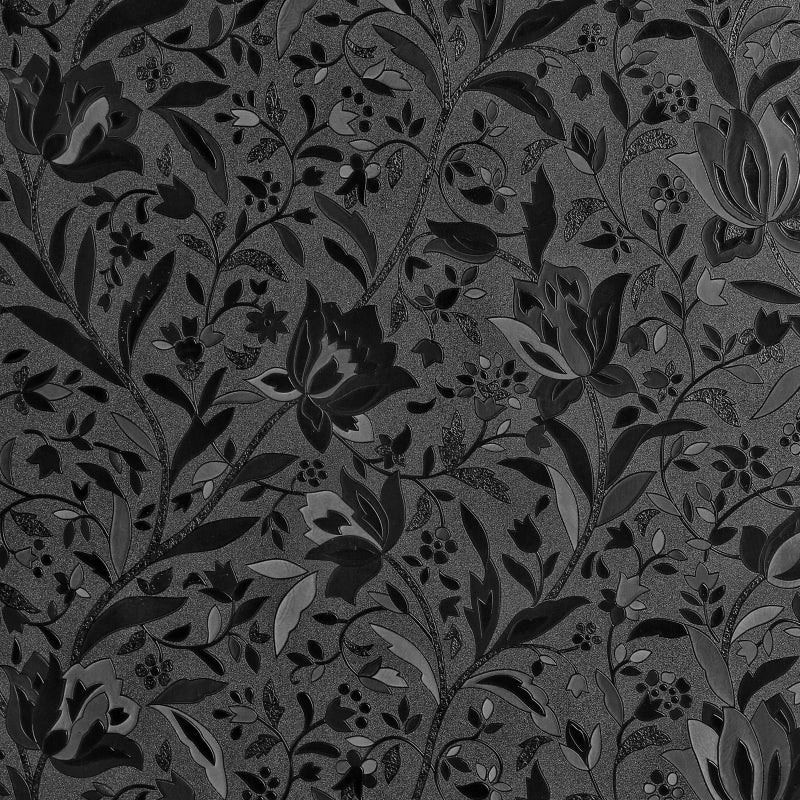 Mikomer Total Blackout Window Film,100% Light Blocking Glass Door Film Etched Tulip,Room Darkening Window Cling,No Glue/Heat Control/Anti UV for Day Sleep & High Privacy,35In. by 157In. - Image 1